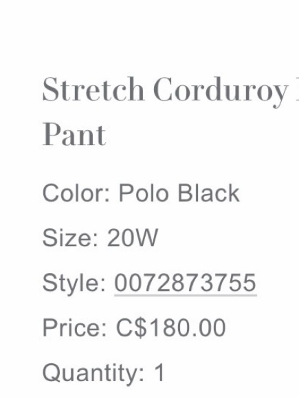 Ralph Lauren Black Corduroy Trousers - Picture 6 of 6